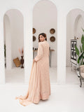 Peach Manahil Arts Chiffon Embellished Stitched 3-Piece Suit-SW 04-Peach