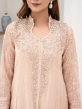 Peach Manahil Arts Chiffon Embellished Stitched 3-Piece Suit-SW 04-Peach