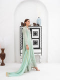 Green Manahil Arts Chiffon Embellished Stitched 3-Piece Suit-SW 04-Pastel Green