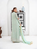 Green Manahil Arts Chiffon Embellished Stitched 3-Piece Suit-SW 04-Pastel Green
