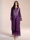 Silai Libas Linen Embroidered Stitched 2-Piece Suit-Purple Luxe