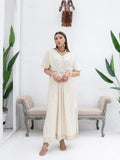 Manahil Arts Chiffon Embroidered Kaftan Set-WA 03-Off White