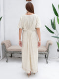 Manahil Arts Chiffon Embroidered Kaftan Set-WA 03-Off White