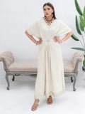 Manahil Arts Chiffon Embroidered Kaftan Set-WA 03-Off White