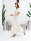 Manahil Arts Chiffon Embroidered Kaftan Set-WA 03-Off White