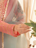 Pink-HEM Organza Embroidered Sharara-Hania