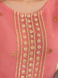 Pink-HEM Organza Embroidered Sharara-Hania
