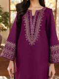 Purple- Silai Libas Linen Embroidered Kurta Set-Purple Iris