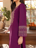 Purple- Silai Libas Linen Embroidered Kurta Set-Purple Iris