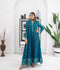 Manahil Arts Chiffon Embroidered Stitched 3-Piece Suit-Kurti 106-Teal