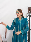 Manahil Arts Chiffon Embroidered Stitched 3-Piece Suit-Kurti 106-Teal