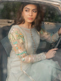 Grey-HEM Organza Embroidered Sharara-Lotus Outfit-Grey