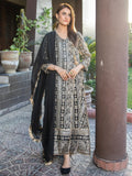 Black Manahil Arts Chiffon Embroidered Stitched 3-Piece Suit-Kurti 122-Black
