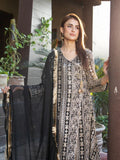 Black Manahil Arts Chiffon Embroidered Stitched 3-Piece Suit-Kurti 122-Black