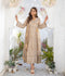 Manahil Arts Chiffon Embroidered Stitched 3-Piece Suit-Kurti 105-Camel Brown