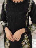 Black Manahil Arts Organza Embellished Stitched 3-Piece Suit-MN-05