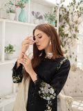 Black Manahil Arts Organza Embellished Stitched 3-Piece Suit-MN-05