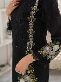 Black Manahil Arts Organza Embellished Stitched 3-Piece Suit-MN-05