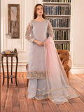 Lilac-HEM Organza Embroidered Stitched 4-Piece Suit-Zara
