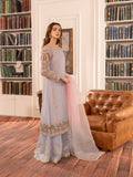 Lilac-HEM Organza Embroidered Stitched 4-Piece Suit-Zara