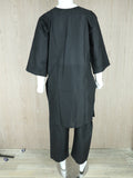 Black HEM Cotton Embroidered Stitched 3-Piece Suit-Black ChikanKari