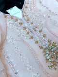 Pink-Savarna Chiffon Embellished Stitched 3-Piece Suit-Baby Pink 51