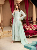 Manahil Arts Chiffon Embroidered Stitched 3-Piece Suit-Kurti-B-006-Aqua