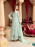 Manahil Arts Chiffon Embroidered Stitched 3-Piece Suit-Kurti-B-006-Aqua