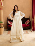 Manahil Arts Chiffon Embroidered Stitched 3-Piece Suit-Kurti-B-007-Off White