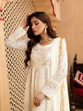 Manahil Arts Chiffon Embroidered Stitched 3-Piece Suit-Kurti-B-007-Off White
