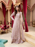 Lilac Manahil Arts Chiffon Embroidered Stitched 3-Piece Suit-Kurti-B-007-Lilac