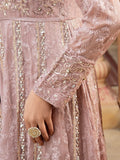 Lilac Manahil Arts Chiffon Embroidered Stitched 3-Piece Suit-Kurti-B-007-Lilac