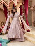 Lilac Manahil Arts Chiffon Embroidered Stitched 3-Piece Suit-Kurti-B-007-Lilac