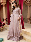 Lilac Manahil Arts Chiffon Embroidered Stitched 3-Piece Suit-Kurti-B-007-Lilac