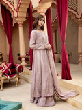 Lilac Manahil Arts Chiffon Embroidered Stitched 3-Piece Suit-Kurti-B-007-Lilac