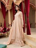 Peach Manahil Arts Chiffon Embroidered Stitched 3-Piece Suit-Kurti-B-007-Peach