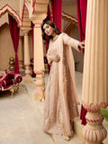 Peach Manahil Arts Chiffon Embroidered Stitched 3-Piece Suit-Kurti-B-007-Peach