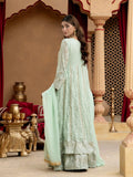 Manahil Arts Chiffon Embroidered Stitched 3-Piece Suit-Kurti-B-007-Aqua