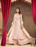 Peach Manahil Arts Chiffon Embroidered Stitched 3-Piece Suit-Kurti-B-006-Peach