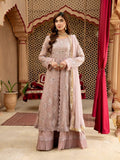 Lilac Manahil Arts Chiffon Embroidered Stitched 3-Piece Suit-Kurti-B-006-Lilac