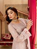 Lilac Manahil Arts Chiffon Embroidered Stitched 3-Piece Suit-Kurti-B-006-Lilac