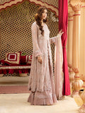 Lilac Manahil Arts Chiffon Embroidered Stitched 3-Piece Suit-Kurti-B-006-Lilac