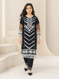 Black Lumira Organza Embroidered Stitched 2-Piece Suit-Abeer Black