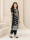 Black Lumira Organza Embroidered Stitched 2-Piece Suit-Abeer Black