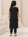 Black Lumira Organza Embroidered Stitched 2-Piece Suit-Abeer Black