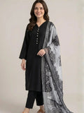 Black-Pyara Jora Lawn Stitched 3-Piece Suit-Delight