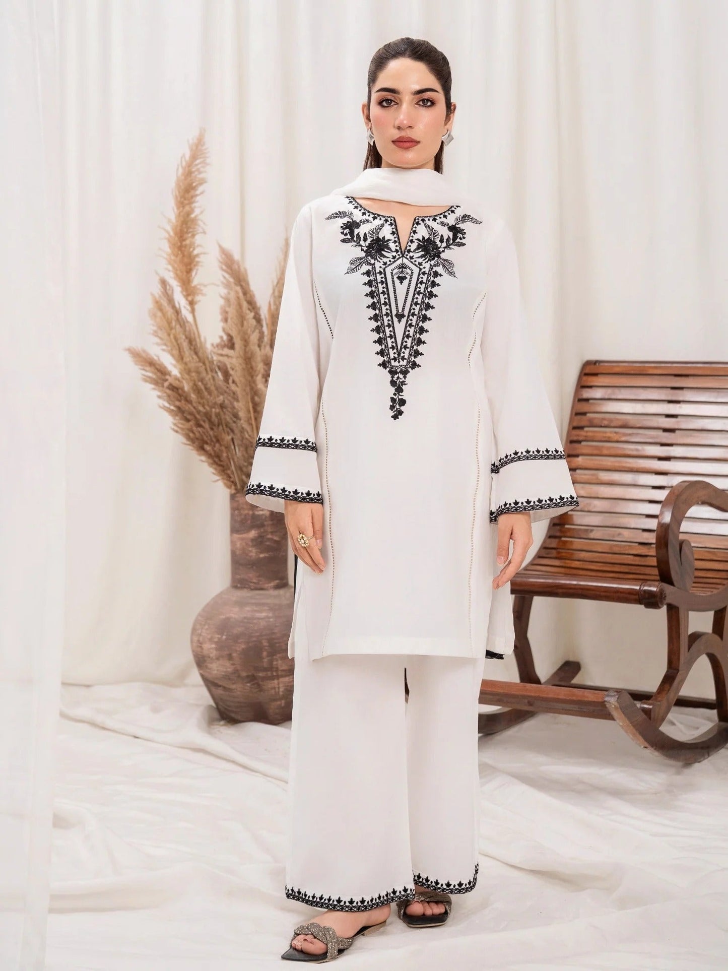 HEM Lawn Cotton Embroidered Stitched 3-Piece Suit-Zebra