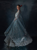 Blue Enzo Reve Dore Net Embellished Unstitched Lehnga Set-Syera