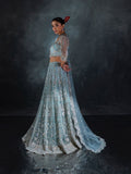 Blue Enzo Reve Dore Net Embellished Unstitched Lehnga Set-Syera