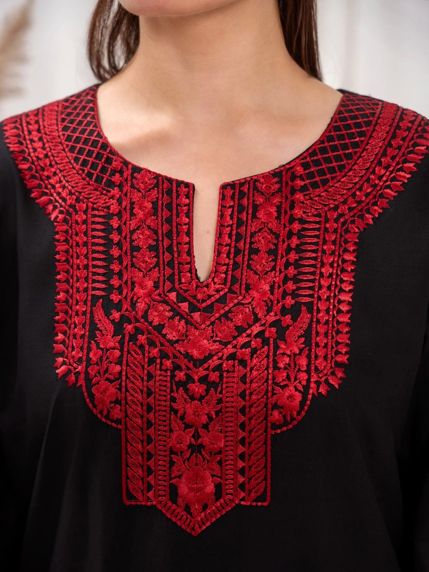 Black - HEM Lawn Cotton Embroidered Stitched 3-Piece Suit-May